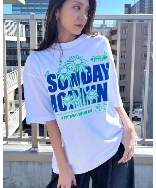 MODISH GAZE(モディッシュ ガゼ)/SUNDAY MORNING ビッグシルエットTシャツ/ホワイト