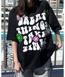 RAD CHAMP(ラッドチャンプ)/レトロヒッピービッグシルエットTシャツ/ブラック