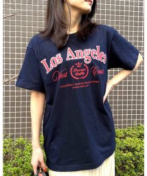 RAD CHAMP(ラッドチャンプ)/LOS ANGELES プリントTシャツ/ネイビー