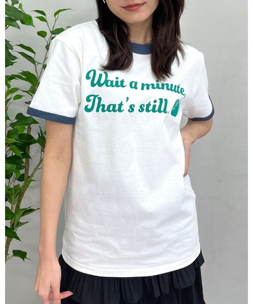 Spiritoso(スピリトーゾ)/WAIT A MINUTEイチゴプリント リンガーTシャツ/ネイビー