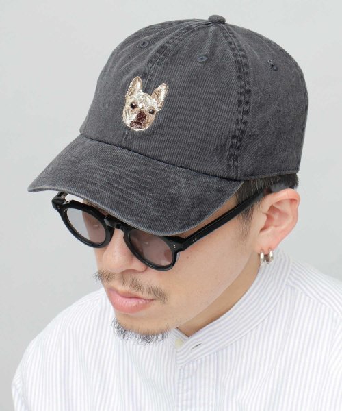 Besiquenti(ベーシックエンチ)/BASIQUENTI ベーシックエンチ キャップ ローキャップ 帽子 刺繍 ブルドッグ 犬 /ブラック系1