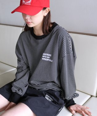 ANME/ANMEロゴ刺繍入り ボーダー 長袖 Tシャツ/506003409