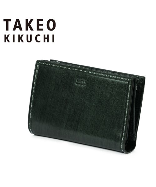 TAKEO KIKUCHI(タケオキクチ)/タケオキクチ 財布 二つ折り財布 ミドルサイズ財布 ミドルウォレット メンズ ブランド レザー 本革 TAKEO KIKUCHI 726615/グリーン