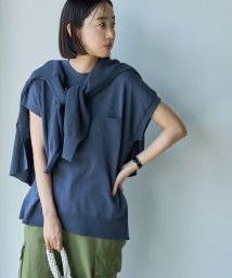 coen(coen)/サラコハイネックフレンチスリーブサマーニットトップス/NAVY