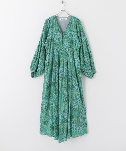 URBAN RESEARCH Sonny Label(アーバンリサーチサニーレーベル)/sara mallika　TILEPATTERN SHRRING DRESS/GREEN