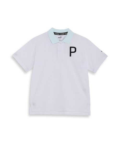 PUMA(プーマ)/ウィメンズ ゴルフストレッチ Pロゴ リラックス 半袖 ポロシャツ/WHITEGLOW