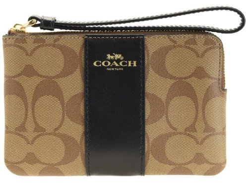 COACH(コーチ)/COACH コーチ CORNER ZIP WRISTLET コーナージップ リストレット シグネチャー ポーチ 小物入れ/ブラウン