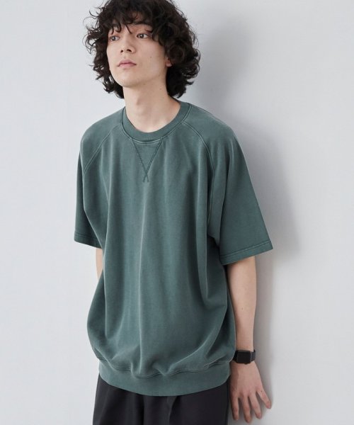 coen(coen)/ピグメントスウェットTシャツ/DK.GREEN