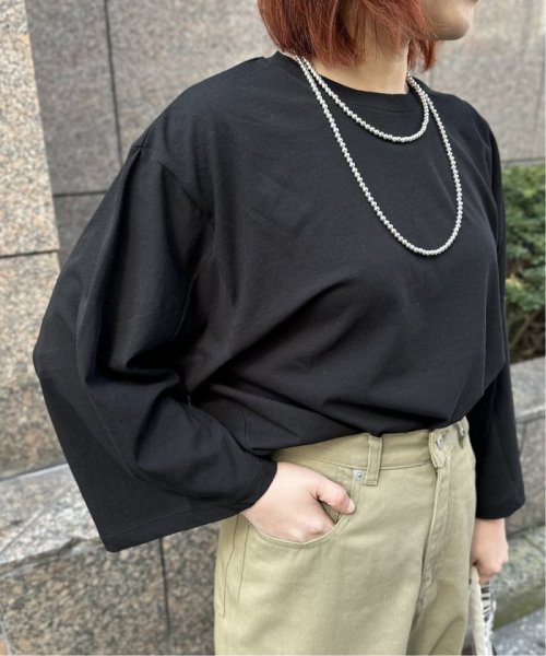 journal standard  L'essage (ジャーナルスタンダード　レサージュ)/【INSCRIRE /アンスクリア】Wide Sleeve Tee：Tシャツ/ブラック