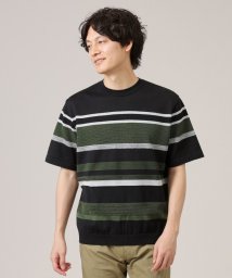 TAKEO KIKUCHI/麻ブレンド パネルボーダー ニットTシャツ/506004460