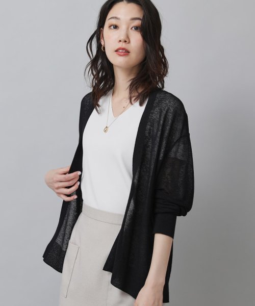 【清涼感／春夏素材】ガーター編み着流しカーディガン 