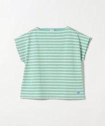 SHIPS any WOMEN(シップス　エニィ　ウィメン)/ORCIVAL:〈手洗い可能〉フレンチスリーブ ボーダー TEE/ライトグリーン