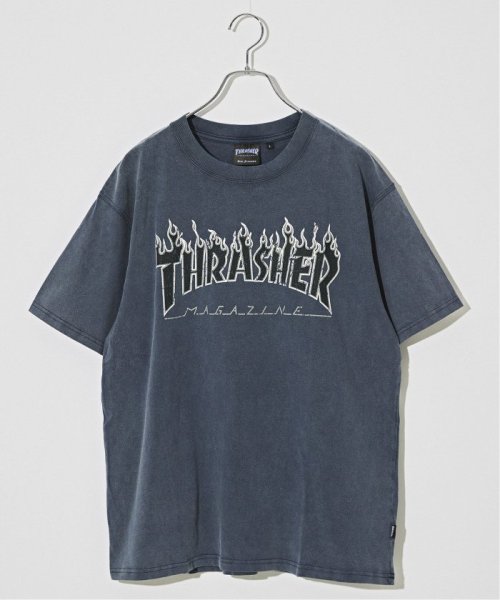 B.C STOCK(ベーセーストック)/【THRASHER / スラッシャー】別注 MAGAZINE cov. S/S/ネイビー