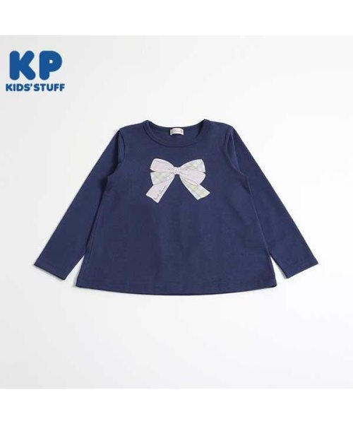 KP(ケーピー)/KP(ケーピー)【日本製】リボンアップリケの長袖Tシャツ(140～160)/ネイビー