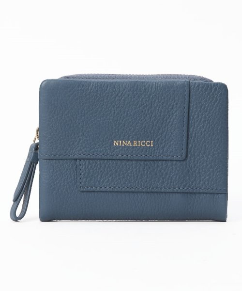 NINA RICCI(ニナリッチ（ウォレット）)/L字ファスナー折財布【ストラクチャーパース】/ブルー