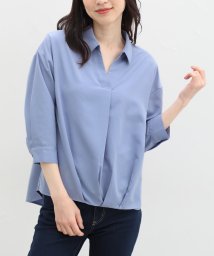 Honeys(ハニーズ)/８分袖裾タックシャツ/ブルー