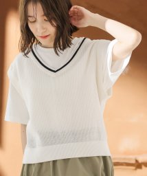 Honeys(ハニーズ)/Ｔシャツ付メッシュベスト トップス Tシャツ 半袖 ベスト セットアイテム 綿100％ /アイボリー