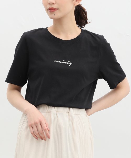 Honeys(ハニーズ)/ロゴプリントＴシャツ トップス Tシャツ カットソー レディース 白 黒 ロゴ 半袖 /ブラック