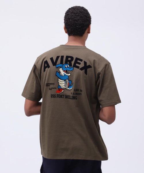 AVIREX(AVIREX)/《WEB&DEPOT限定》USS FORT SNELLING T－SHIRT / USS フォートスネリング Tシャツ / AVIREX /オリーブ