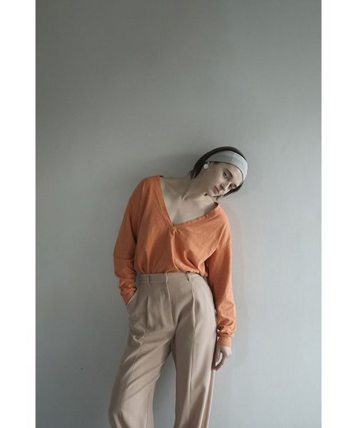 CLANE(クラネ)/DEEP V NECK TOPS/ORANGE