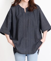 ZIP FIVE/五分袖キーネックTシャツ エスニックシャツ チェニック/506005419