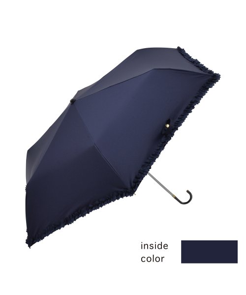 DRESS+(ドレス プラス)/傘 折りたたみ傘 日傘 フリル 晴雨兼用 /ネイビー
