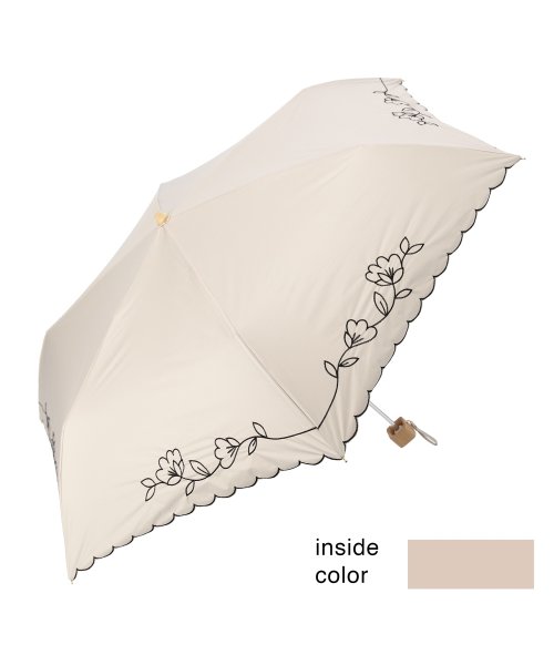 DRESS+(ドレス プラス)/傘 折りたたみ傘 晴雨兼用 日傘 刺繍/ベージュ