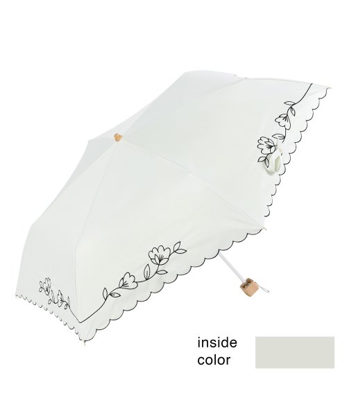 DRESS+(ドレス プラス)/傘 折りたたみ傘 晴雨兼用 日傘 刺繍/オフホワイト