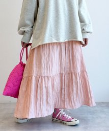 w closet(ダブルクローゼット)/ティアードロングスカート/ピンク