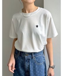 Re:EDIT(リエディ)/[2024SS COLLECTION]ハートワンポイント刺繍Tシャツ/ホワイト