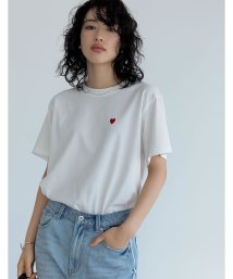 Re:EDIT(リエディ)/[2024SS COLLECTION]ハートワンポイント刺繍Tシャツ/ホワイト系1