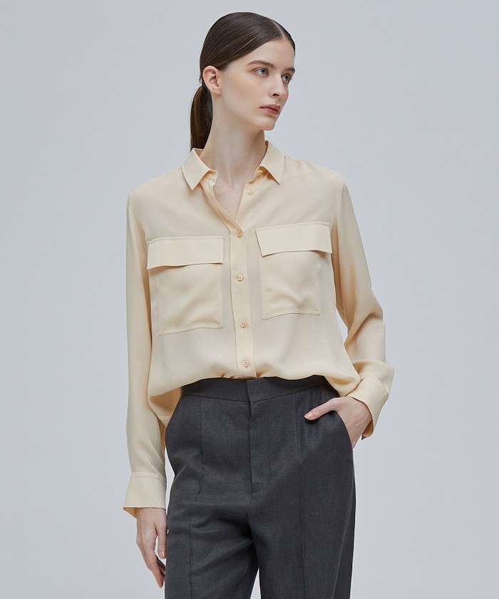 BEIGE OLGA / シャーリングブラウス L. ORANGE 2 BEIGE OLGA / シャーリングブラウス L. ORANGE 2