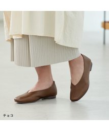 ZOCCU/スクエアトゥ Vカット シューズ レディース フラット パンプス 1.4cmヒール 革 本革 革靴 レザー 痛くない ぺたんこ スクエア センターシーム おしゃ/506006912