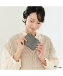 ZOCCU(ゾック)/財布 レディース L字ファスナー 革財布 シンプル 大人 本革 上品 薄型 スリム 薄い財布 コンパクト スクエア かわいい おしゃれ 旅 ファスナー 軽量 小/グレー