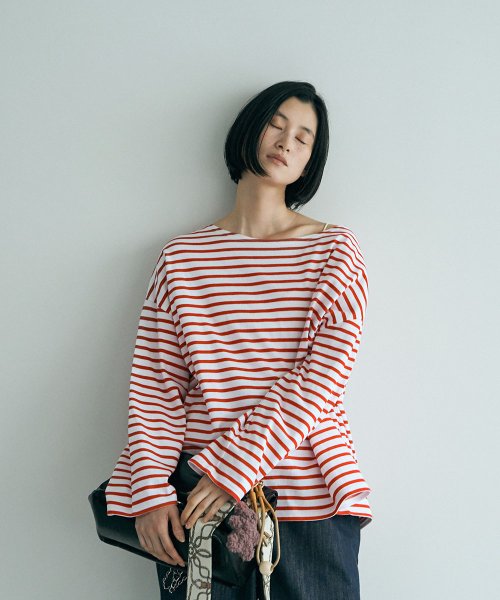 marjour(マージュール)/FRENCH BORDER TEE (`24)/レッド