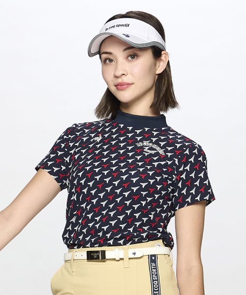 le coq sportif GOLF (ルコックスポルティフ（ゴルフ）)/【ストレッチフォーサー】エッフェル柄モックネックシャツ/ネイビー