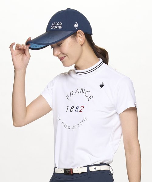 le coq sportif GOLF (ルコックスポルティフ（ゴルフ）)/【ストレッチフォーサー】モックネックロゴ半袖シャツ/ホワイト