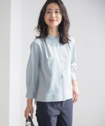 J.PRESS LADIES（LARGE SIZE）(J．プレス　レディス（大きいサイズ）)/【WEB限定カラーあり】ストライプジャカード バンドカラー カットソー/グリーン系1