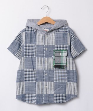 EDWIN/H/S HOODIE SHIRTS   INDIGO CHECK/505942757