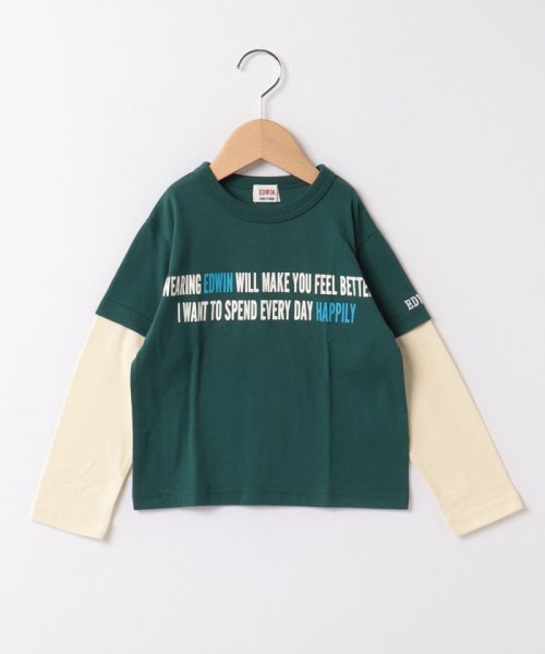 EDWIN(EDWIN)/22AW フェイクレイヤードTEE  718606B グリーン/オリーブ