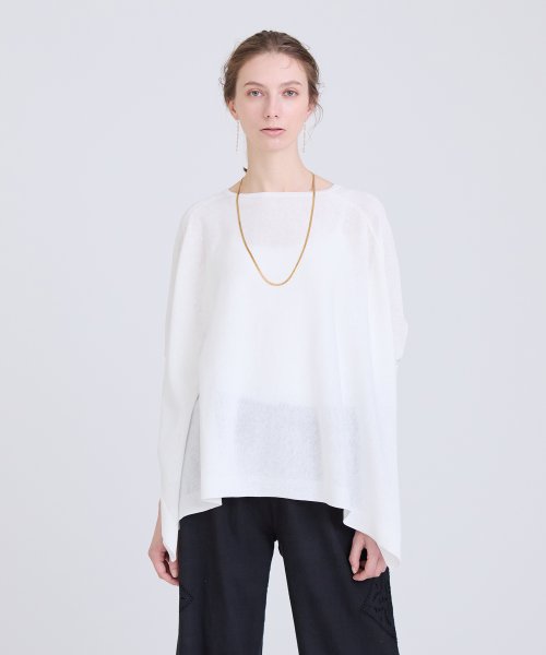 コットンリネンブレンドプルオーバーニット 