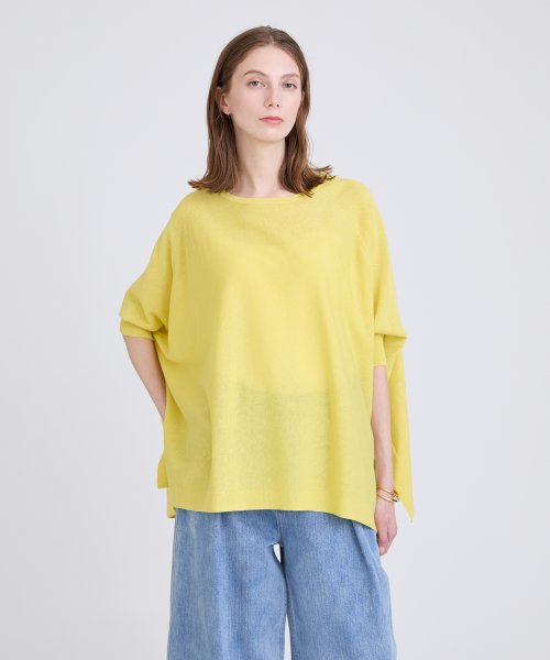 コットンリネンブレンドプルオーバーニット 