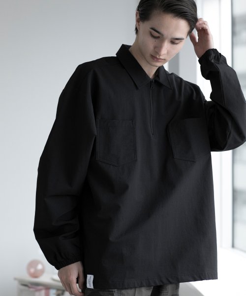 aimoha(aimoha（アイモハ）)/aimoha men FUNCTIONAL CPO SHIRT ファンクショナルCPOシャツ吸水速乾/ブラック
