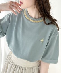 Classical Elf/レトロ配色が可愛い。綿100%、編立リブワンポイント刺繍鹿の子Tシャツ/506005366