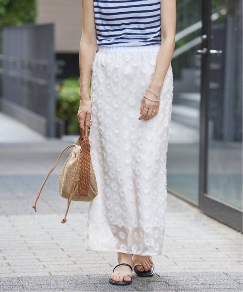 IENA(イエナ)/《予約》シアージャガード刺繍スカート/ホワイト