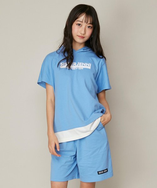 SISTER JENNI(シスタージェニィ)/フーディTシャツ＆ショーパンセット/ブルー