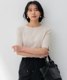 NIJYUSANKU（SMALL SIZE）(23区（小さいサイズ）)/【洗える】レーヨンポリエステルストレッチ 5分袖 ニット/ベージュ系