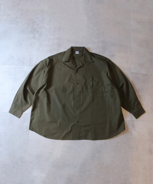 FUSE(フューズ)/【ARMY TWILL(アーミーツイル)】 COTTON/POLYESTER PLAIN BIG SHIRT/カーキ