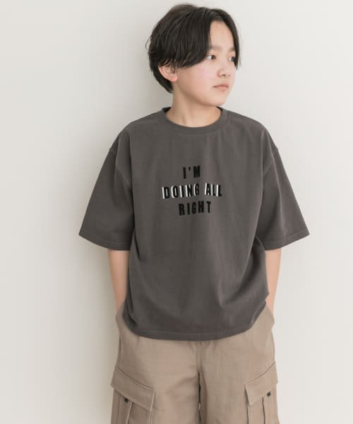 URBAN RESEARCH DOORS（Kids）(アーバンリサーチドアーズ（キッズ）)/『WEB/一部店舗限定』製品染めフロッキープリントロゴTシャツ(KIDS)(150cm)/CHARCOAL