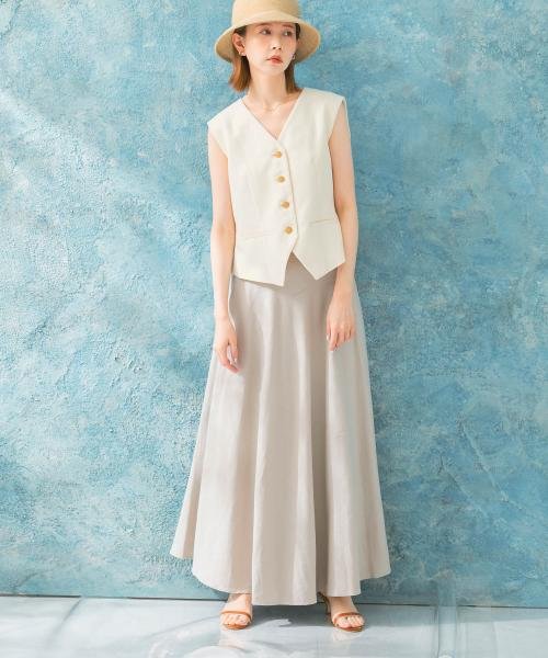 バックファスナーリネン混ロングスカート 人気・おすすめ｜使いやすい・旅行におすすめ 品質保証 全国発送 在庫限り